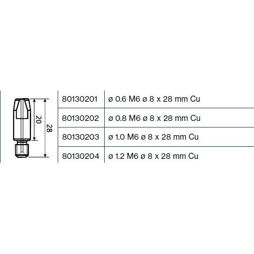Áramátadó M6 Ø8 X28MM E-CU